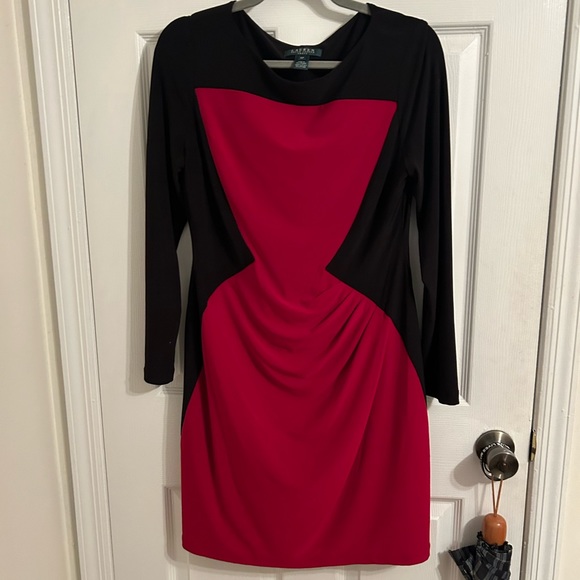 {RALPH LAUREN} Red and Black long sleeve dress - Picture 2 of 6